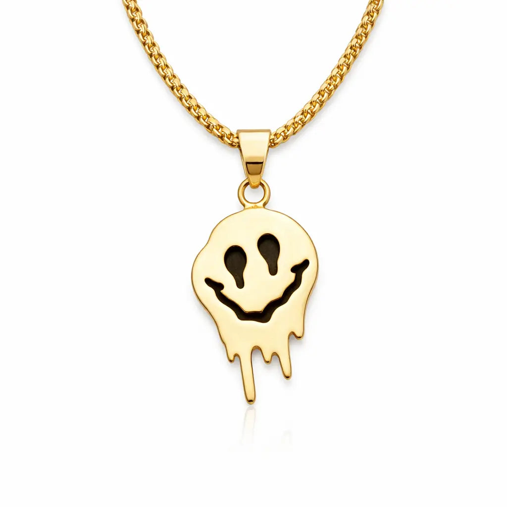 Drip Smile Gold Pendant Necklace Blaqduck Brand