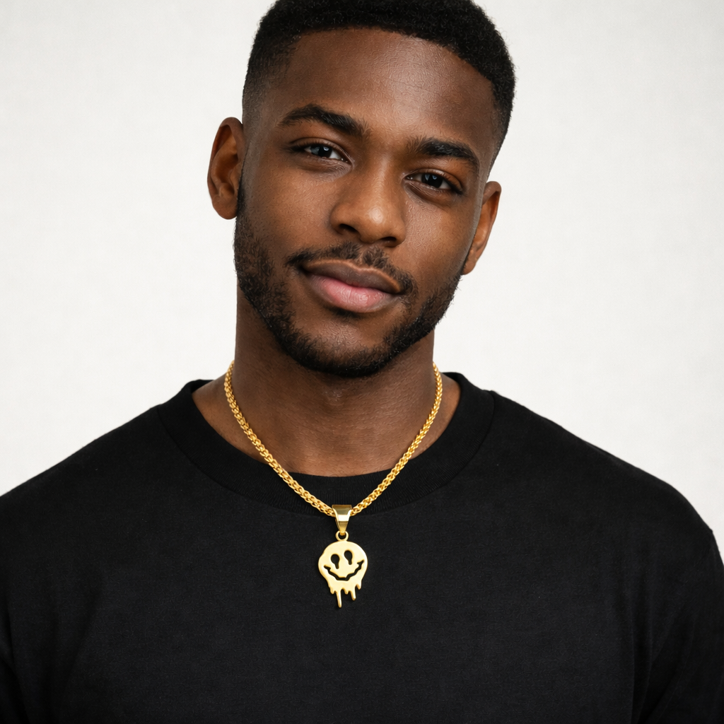Drip Smile Gold Pendant Necklace Blaqduck Brand