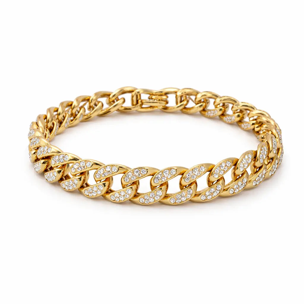 Men’s Iced Gold Cuban Link Bracelet Blaqduck Brand