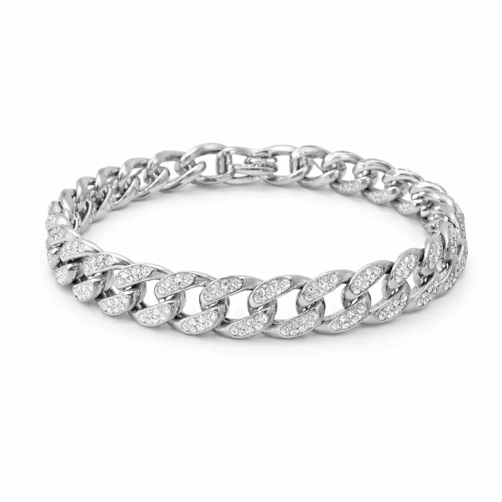 Men’s Iced Silver Cuban Link Bracelet Blaqduck Brand