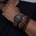 Men’s Classic Brown Watch & Bracelet Set (4-Piece Gift Combo) Blaqduck Brand