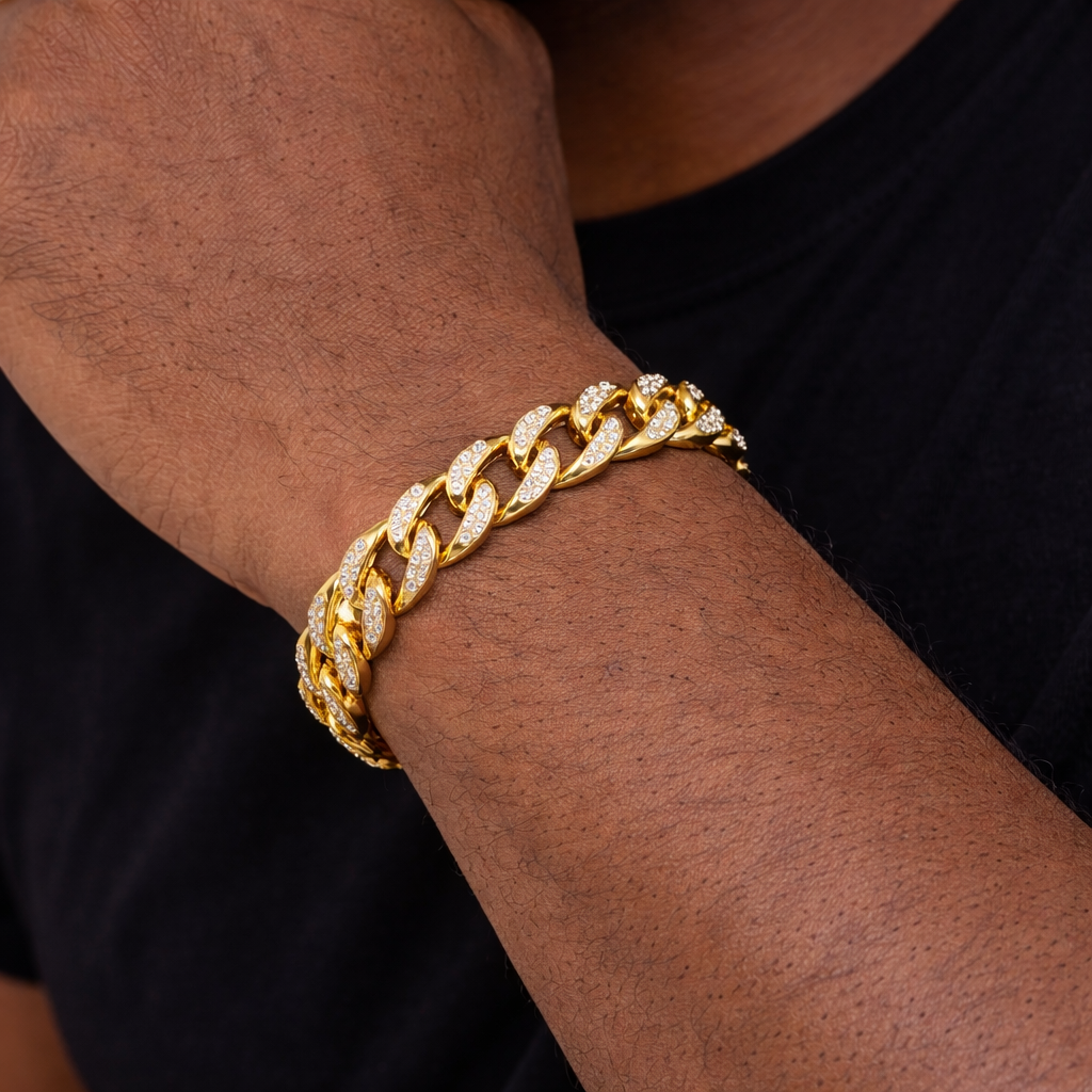 Men’s Iced Gold Cuban Link Bracelet Blaqduck Brand