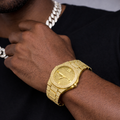 Men’s Iced Rhinestone Quartz Watch – Gold Luxury Edition Blaqduck Brand