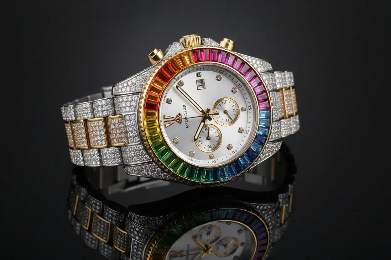 Rainbow Bezel Watch - Angled